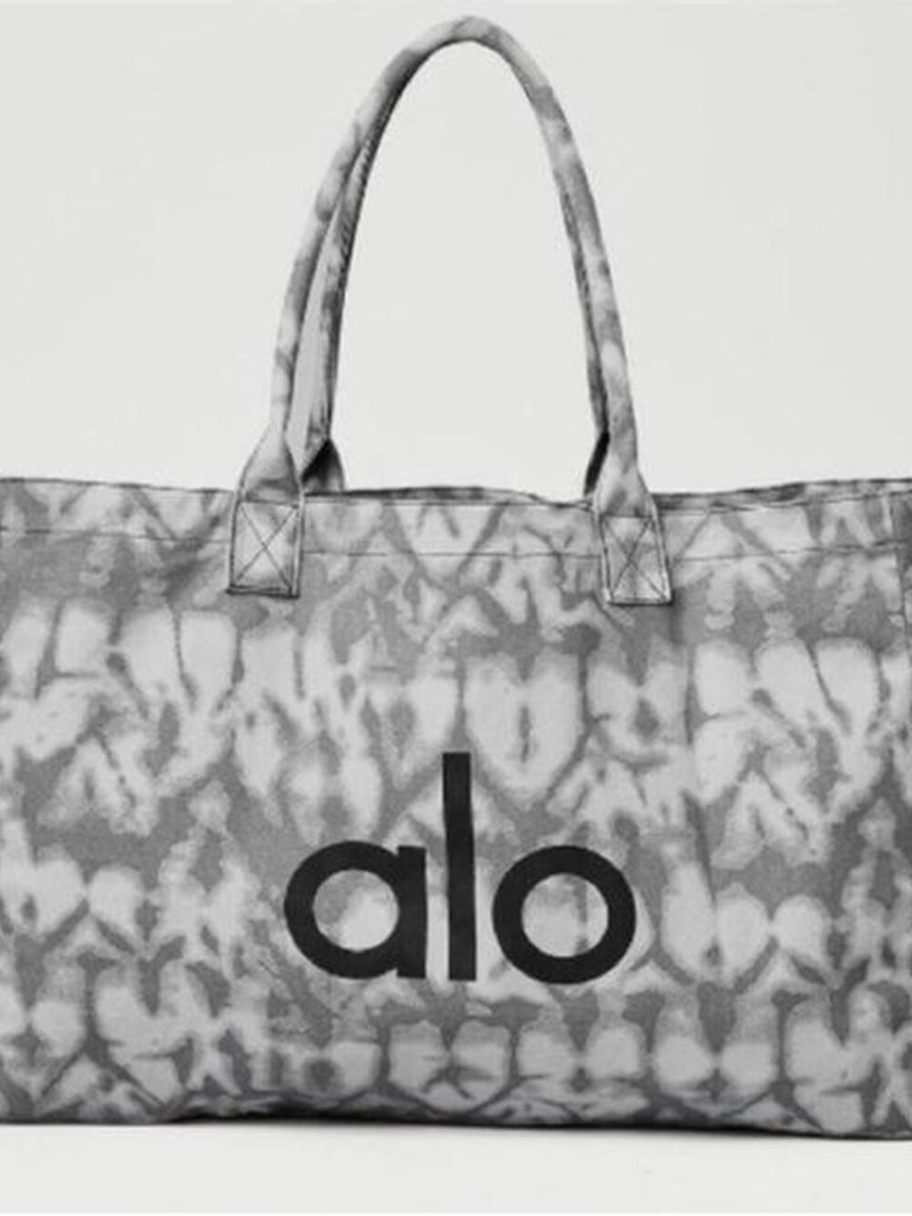 ALO Yoga Gray Tie Dye Canvas Cotton Tote Bag Large Travel & Gym Carry On NWT
